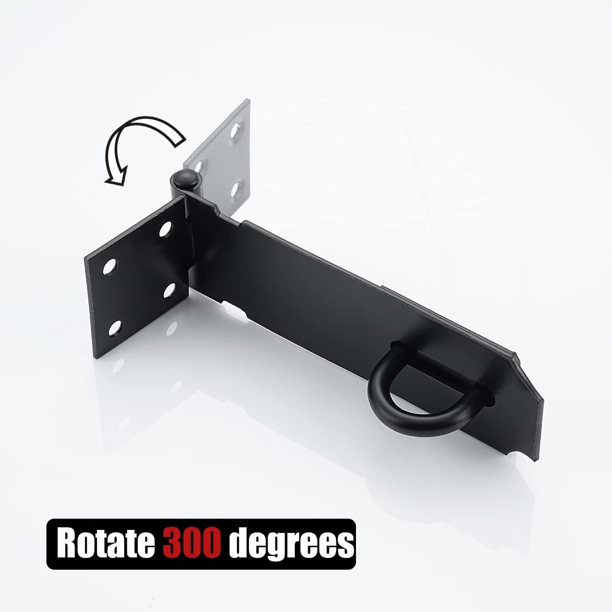 JQK Door Hasp Latch Lock, 5 Inch 304 Stainless Steel Safety Packlock Clasp Thickness 1.9 mm, Matte Black 4 Pack, DL130-PB-P4