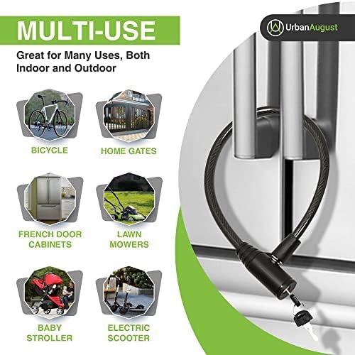 Urban August Child-Proof Refrigerator Lock for Kids & Adults - Lock for French Door Fridge and Cabinet (Regular, White, 3 Pack Keyed Alike)