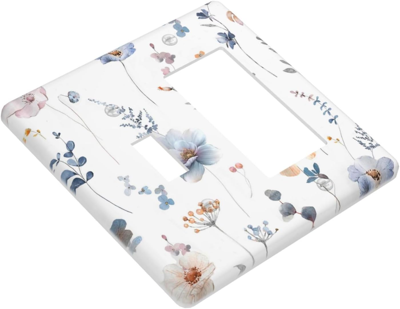 Wildflowers Plant Leaves Floral Berry Outlet Covers 1 Toggle 1 Rocker Combination Decorative Wall Plate Electrical Switch Plates Light Switch Cover Plate for Bed Room Living Room Decor