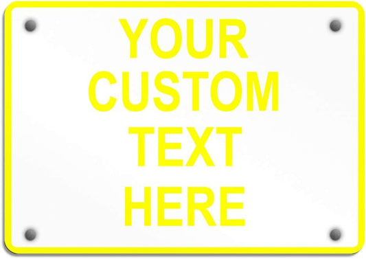 Aluminum Weatherproof Metal Sign Multiple Sizes Custom Personalized Text Here White Yellow Caution Horizontal Street Signs 10x7Inches