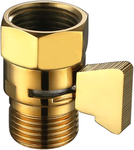 Angle Simple Shower Flow Control Valve, Brass Water Shut Off Valve for Handheld Shower Hose, Flow Restrictor, Gold