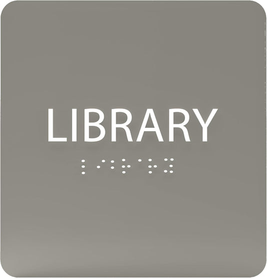 6" X6" Library Sign - ADA Compliant Tactile Graphics Grade 2 Braille Text Acrylic Wall Sign - Quiet zone, Information Convey, Group Study Room Door Signs for Office, School, Home