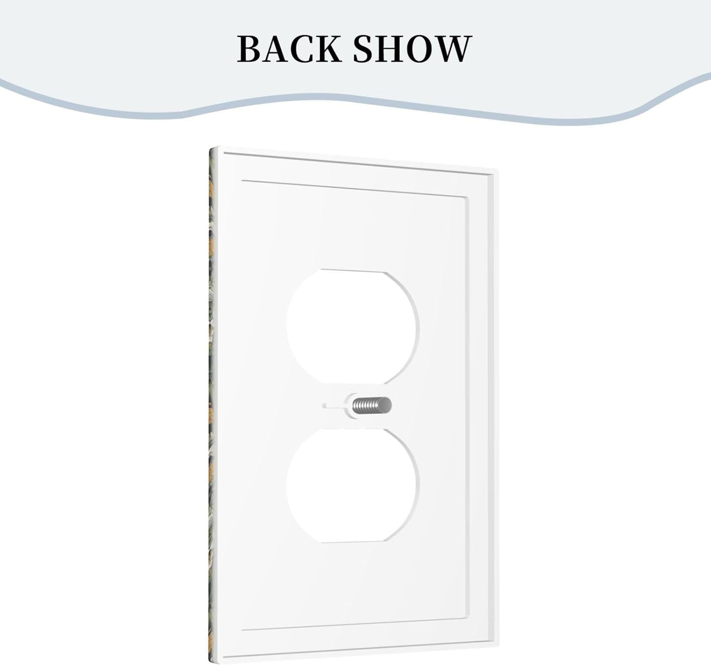 Decorative Outlet Covers Rustic Green Leaf White Daisy Yellow Floral 1 Gang Duplex Light Switch Cover Plate Unique Wall Plate Electrical Switch Plate Covers for Bedroom Home Decor