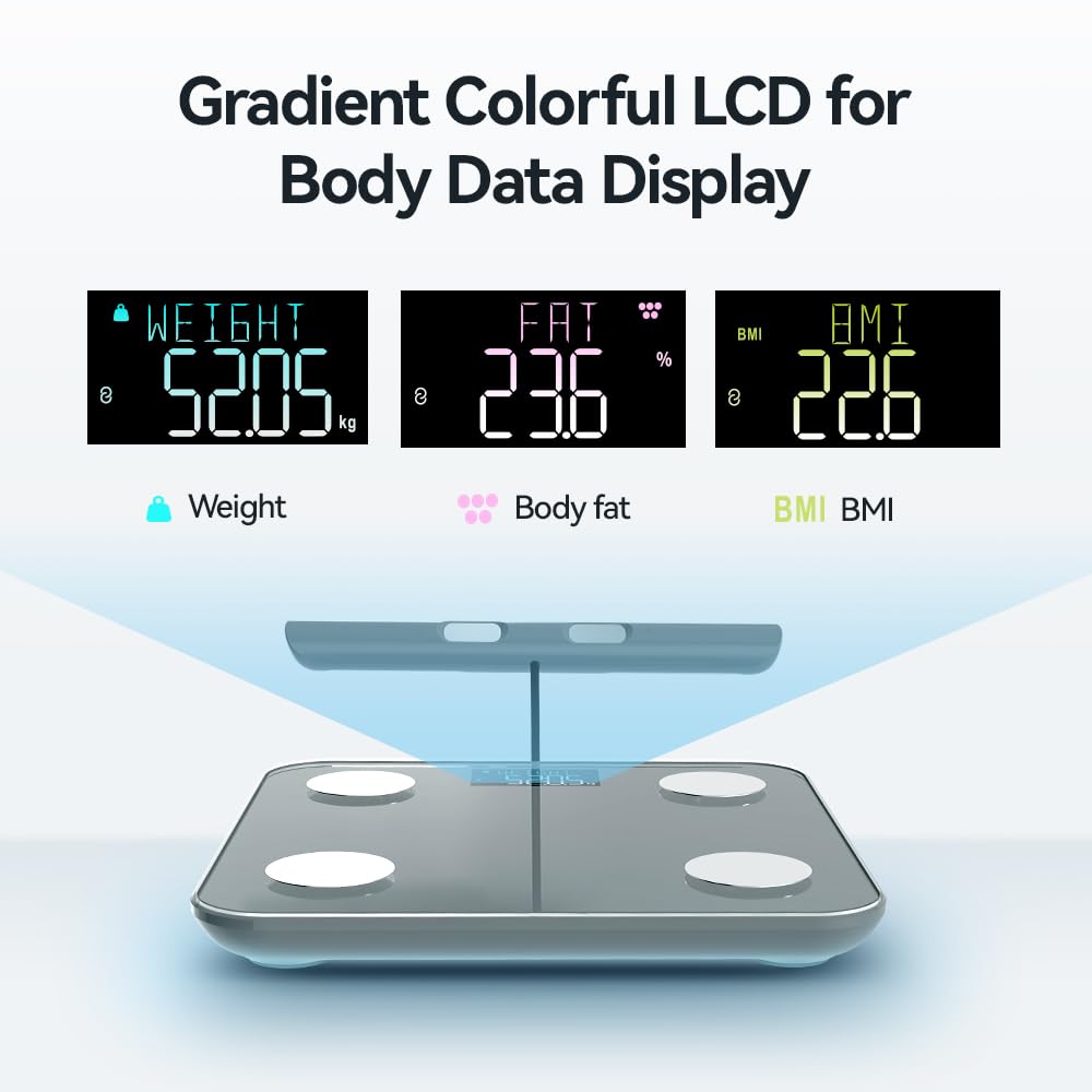 Smart Scale for Body Weight, Digital Bathroom Scale for Weight Fat BMI Muscle Mass Body Composition Analyzer, Larger Platform, Bluetooth Highly Accurate Weighing Machine 400lb (Grey 2211)