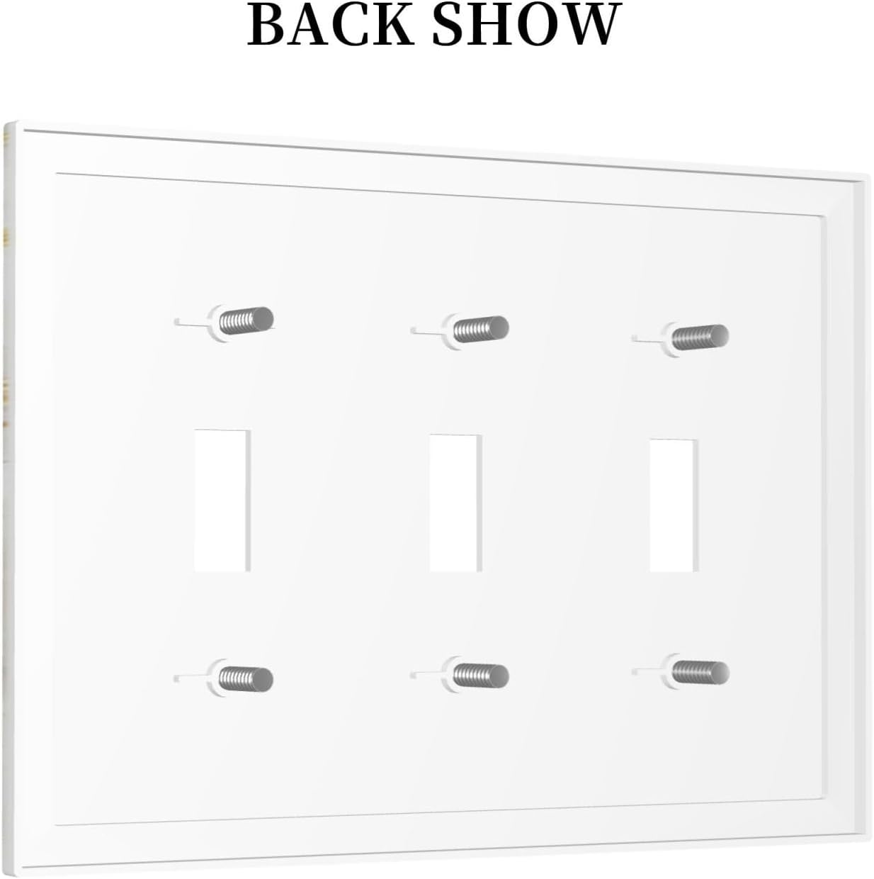 White Grey Gold Marble Simple Tiles Decorative Switch Plates 3 Gang Wall Plate Triple Toggle Light Switch Cover Faceplate Electrical Wall Panels for Bathroom Kitchen Decor