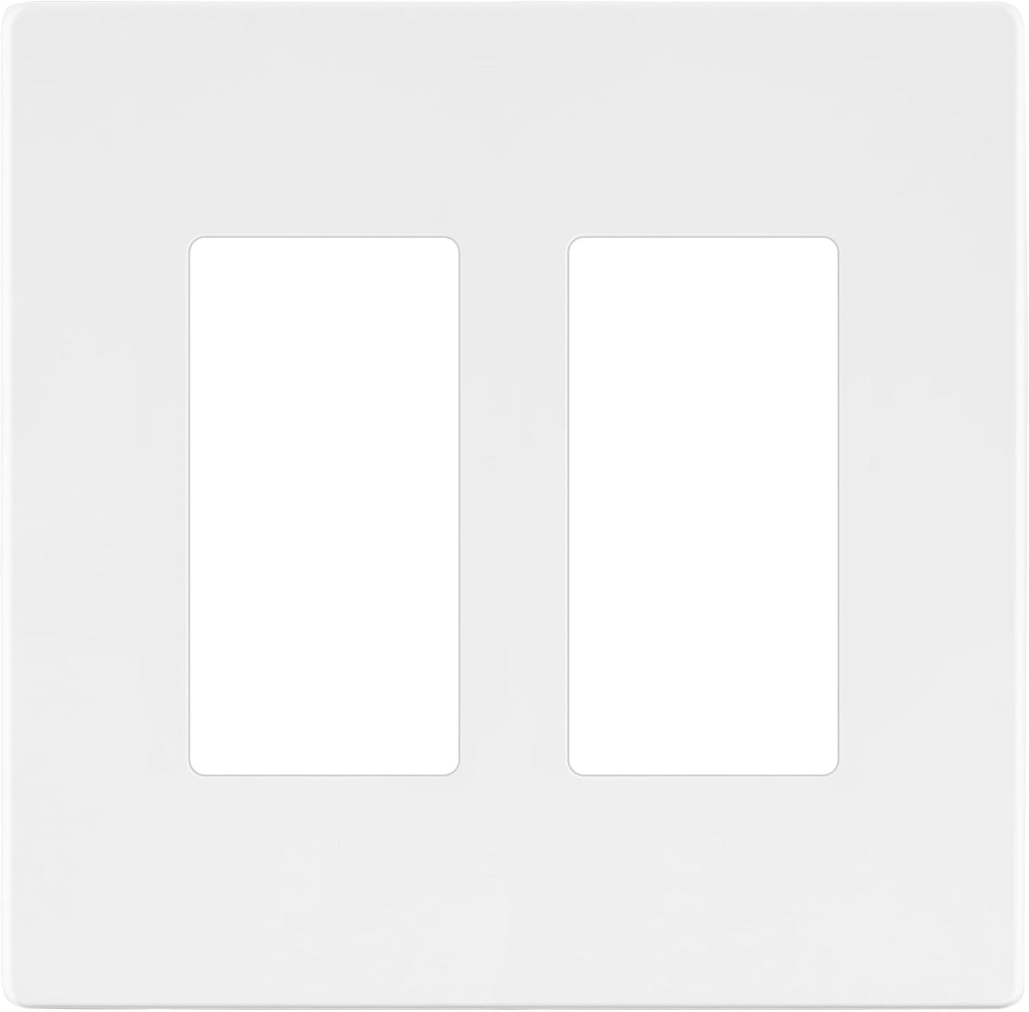 LIDER Matte Finish Double Decorator Switch Cover, Screwless Wall Plate, Mid-Size 2-Gang 4.88" x 4.92", Polycarbonate Thermoplastic, UL Listed, LSWP-32M-W, White