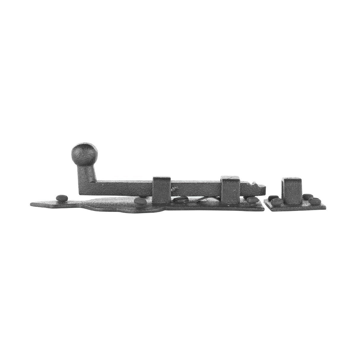 Renovators Supply Manufacturing Slide Bolt Latch 3 3/4 in. Black Wrought Iron Ball Tip Style Slide Bolt with Mounting Hardware Pack of 2