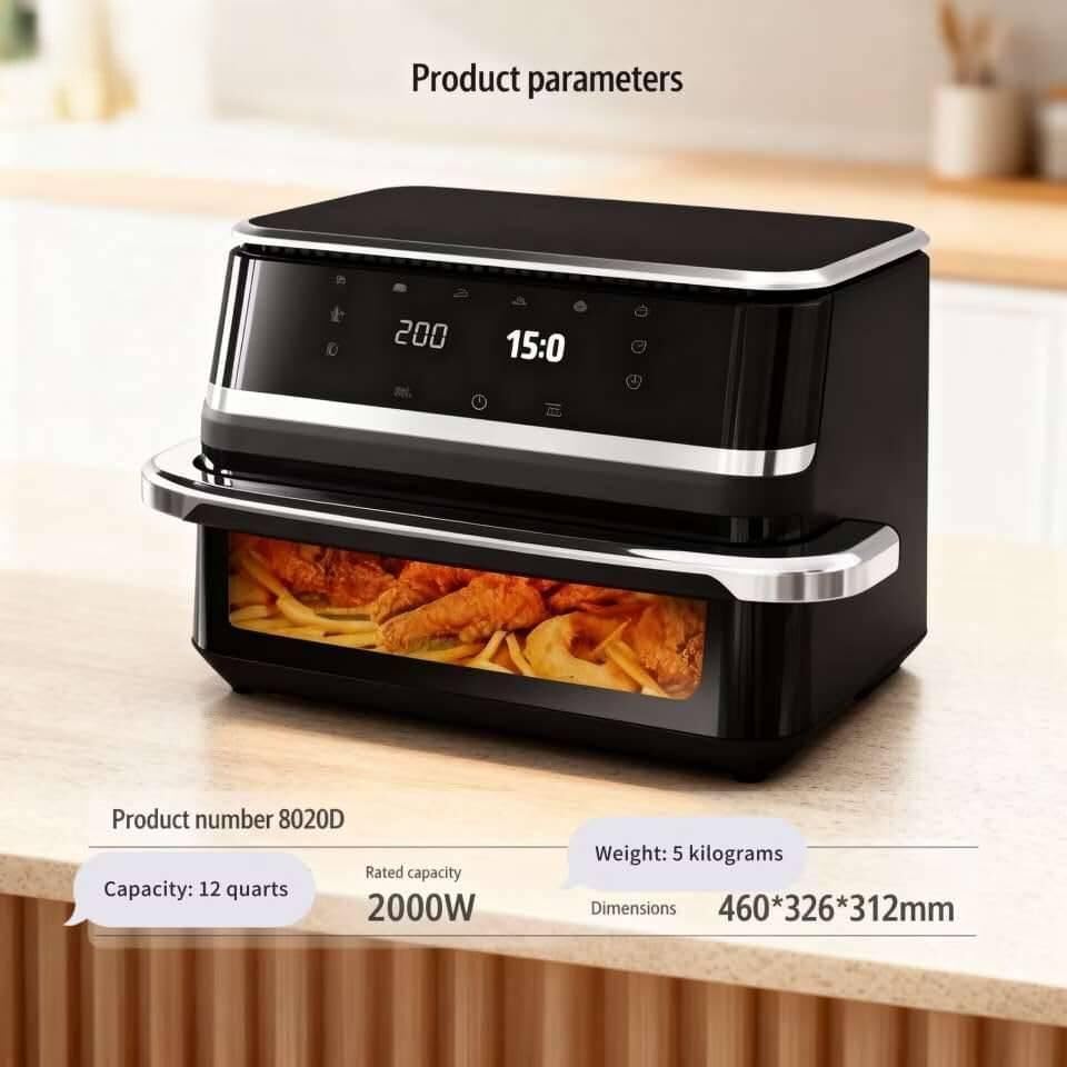 6-in-1 Stainless Steel Smart Air Fryer 11-Quart Extra-Large Capacity 360° Hot Air Circulation Rack Rapid Airflow Ideal for home frying, baking, roasting, and other diverse cooking needs.