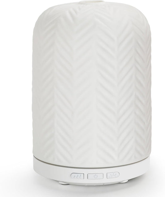Essential Oil Diffuser – 2.4MHz Ultrasonic Aromatherapy Diffuser, Health Night Light, Timer & Auto Shut-Off, BPA-Free, 120ml Ceramic Oil Diffuser for Bedroom, Office, Spa, Yoga