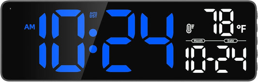 Large LED Digital Wall Clock with Date, Temperature, Auto-Brightness, Auto-DST | Big Digital Clock for Bedroom, Desk, Classroom, Living Room, Kitchen, Office, Gym, Farmhouse, Xmas Gift for Seniors