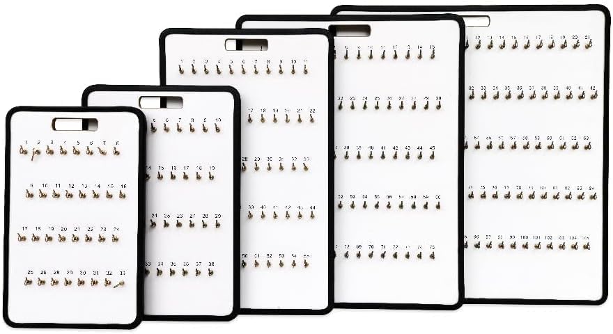 MICRO TEC Masonite Key Holder Wall Mount with 32 Spring-Lock Hooks 13-1/2" × 20" – Wall Mounted Key Organizer Board with Metal Trim and Handle – Dealership, Office, Garage Key Rack Cabinet - Pack of 1