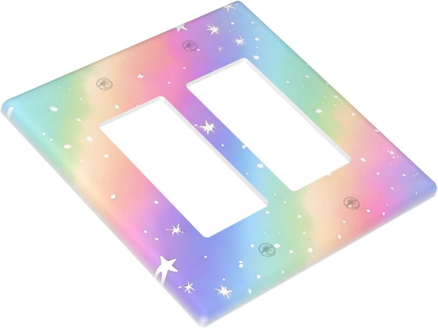 Decorative Outlet Covers Pink Blue Purple Iridescent Rainbow 2 Gang Light Switch Cover Plate Double Rocker Wall Plates for Electrical Outlets Switch Plate Covers for Bedroom Home Decor