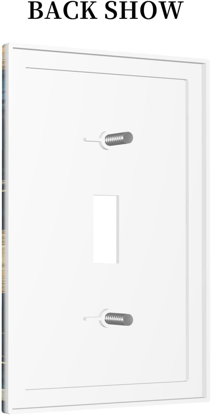Decorative Light Switch Cover Modern Abstract Sky Blue Gold Moon Sun Star 1 Gang Single Toggle Device Electrical Faceplate Switchplates Decorator Outlet Wall Plate for Bedroom Kids room Decor