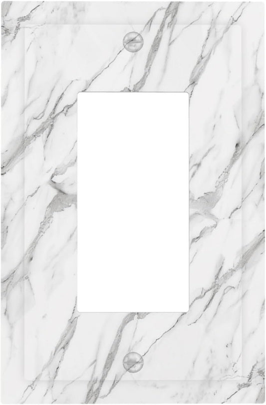 Decorative Outlet Covers Modern Grey Marble Texture 1 Gang Rocker Light Switch Cover Plate Single Wall Plates for Electrical Outlets Switch Plate Covers Faceplate for Kitchen Home Decor