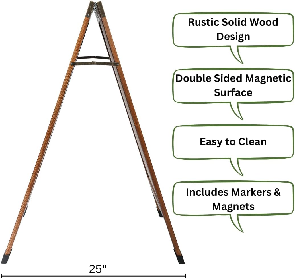 TenXVI Designs 40"x22" A-Frame Sign, Torched Wood Sandwich Board, Double-Sided Magnetic Chalkboard for Cafe, Bar, Restaurant Owners, Wedding Planners, Outdoor Sandwich Board Signs