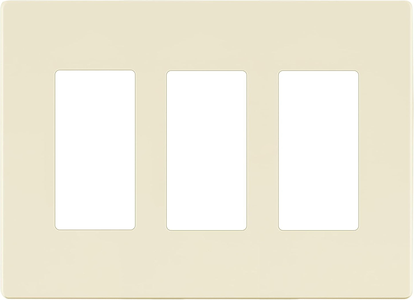 LIDER Matte Finish Decorator Switch Cover, Screwless Wall Plate, Mid-Size 3-Gang 4.88" x 6.77", Unbreakable Polycarbonate Thermoplastic, UL Listed, LSWP-33M-LA, Light Almond