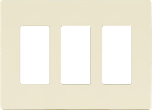 LIDER Matte Finish Decorator Switch Cover, Screwless Wall Plate, Mid-Size 3-Gang 4.88" x 6.77", Unbreakable Polycarbonate Thermoplastic, UL Listed, LSWP-33M-LA, Light Almond
