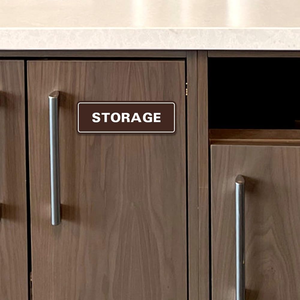 Standard STORAGE Door/Wall Sign - Black/Silver - Small (1 Pack)