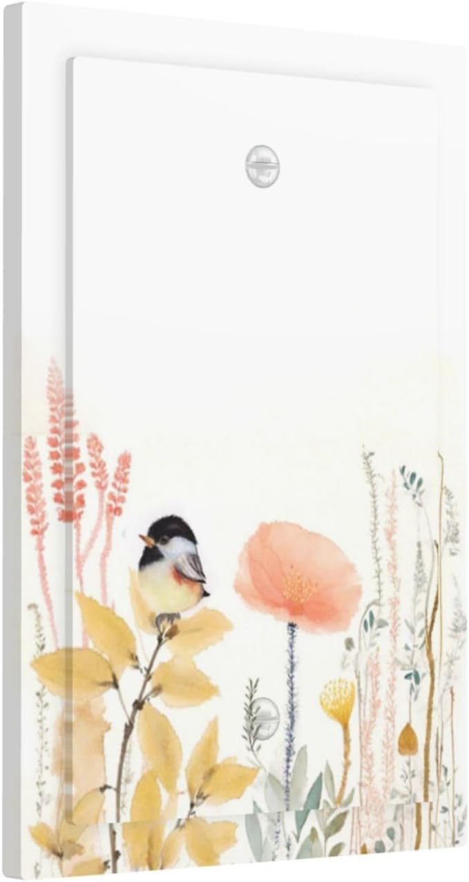 Light Switch Cover Plate Colorful Floral Watercolour Cuddly Bird 1 Gang No Device Blank Electrical Wall Plates Faceplate Decorative Switch Plate For Bed Room Living Room Decor