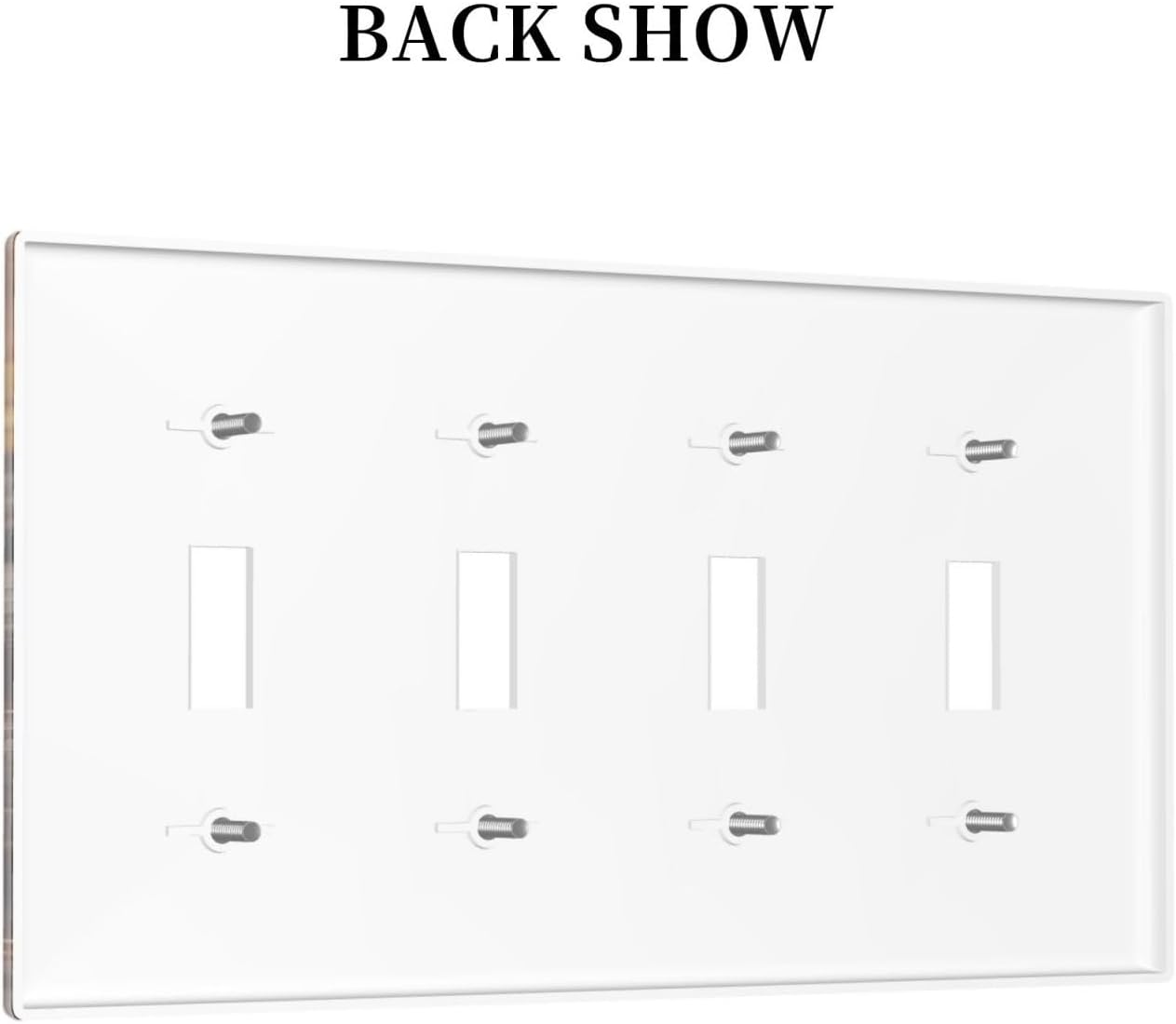 Decorative Light Switch Cover Plate Black Wood Board Gold Dust Coffee Beans 4 Gang Wall Plate Oversized Quad Toggle Switch Cover Plate Jumbo Face Plate for Home Decor