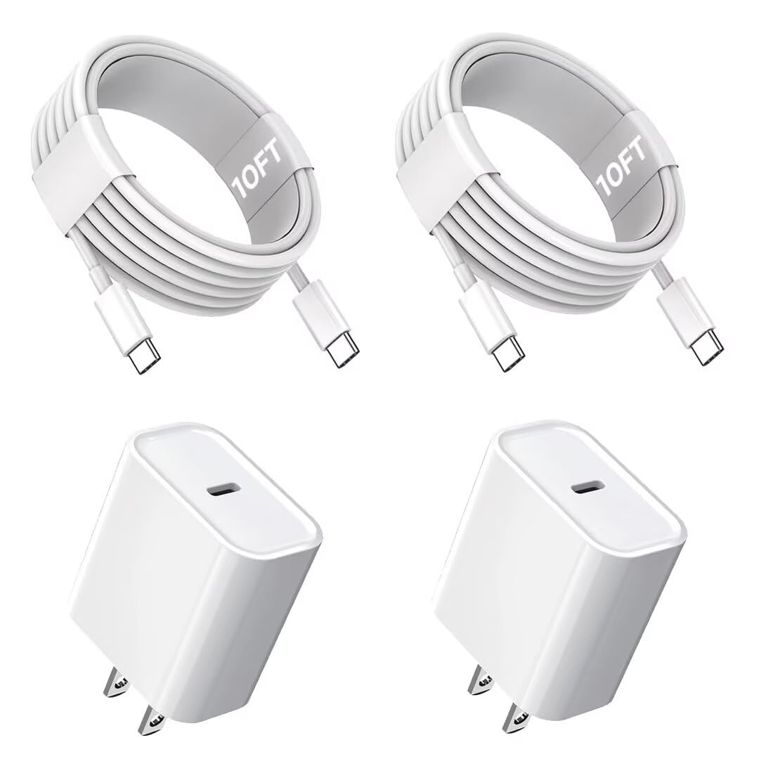 iPhone 16/15 Charger, USB C Charger, 2-Pack 20W Type C Fast Wall Charge Power Adapter, 6FT 60W USB-C to C Cable for iPhone 16/15 Pro/15 Pro Max, iPad Pro 12.9/11 inch, New iPad Air 5/4th, AirPods Pro