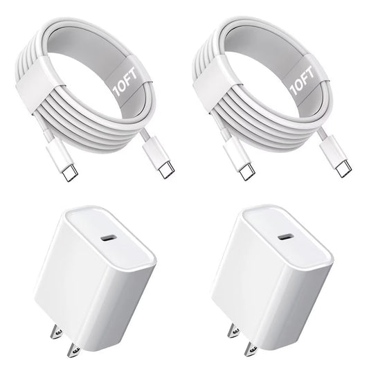 iPhone 16/15 Charger, USB C Charger, 2-Pack 20W Type C Fast Wall Charge Power Adapter, 6FT 60W USB-C to C Cable for iPhone 16/15 Pro/15 Pro Max, iPad Pro 12.9/11 inch, New iPad Air 5/4th, AirPods Pro