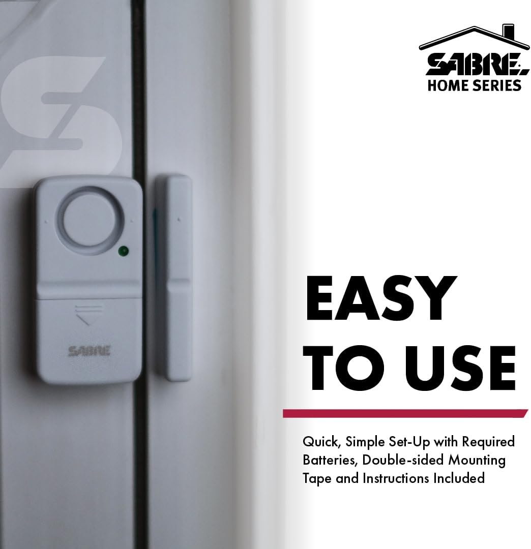 SABRE Wireless Home Security Door Window Burglar Alarm with LOUD 120 dB Siren, DIY EASY to Install