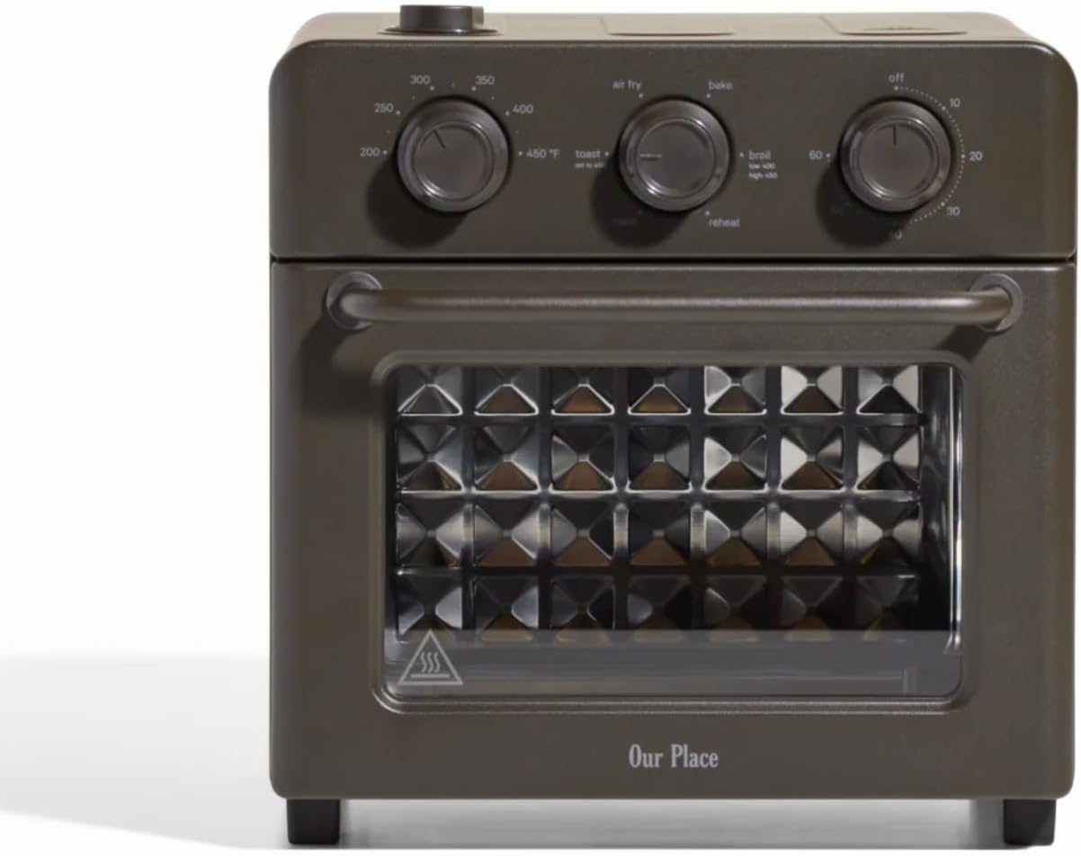 Our Place Wonder Oven | 6-in-1 Stainless Steel Air Fryer Toaster Oven Combo with Basket, Rack, Pan & Tray | Compact 13 QT Countertop Capacity - Toast, Roast, Bake, Reheat, Broil & Steam | Char