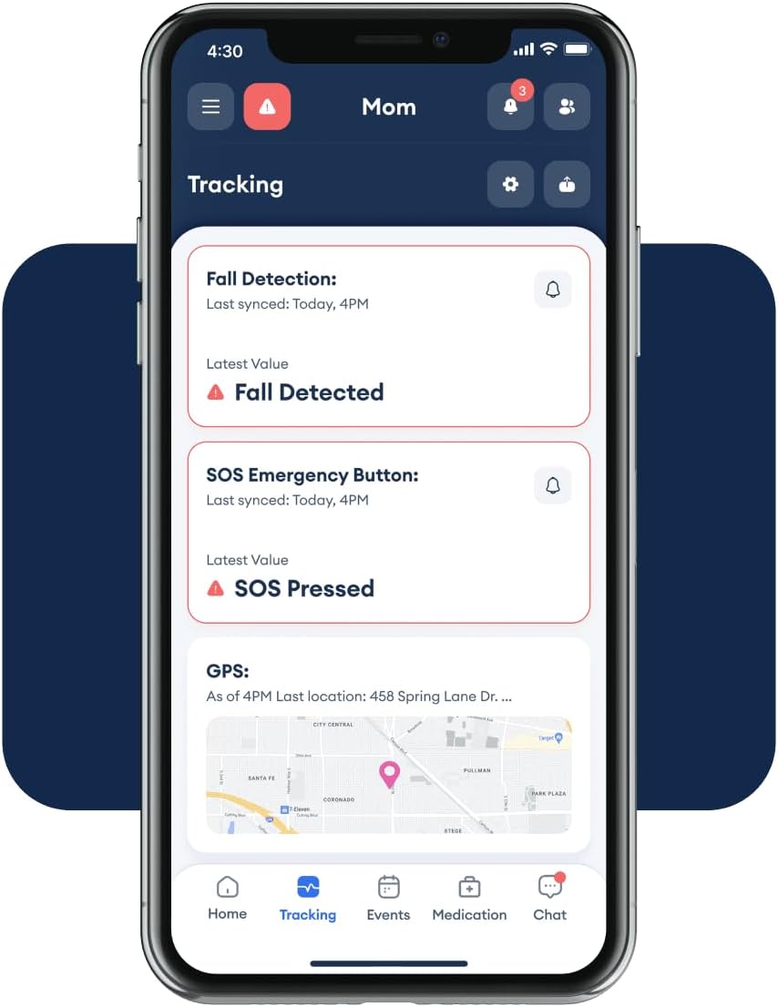 Safety+ 4G Medical Alert System for Seniors: Watch-Style, Fall Detection, 24/7 Monitor, WiFi Locate, SOS Button, Small, Lightweight, (Call to Activate)
