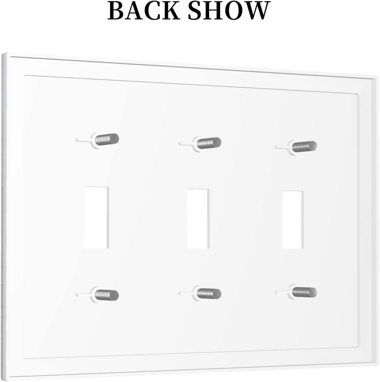 Rustic White Grey Wood Grain Decorative Switch Plates 3 Gang Wall Plate Triple Toggle Light Switch Cover Electrical Wall Panels Faceplate for Bedroom Bathroom Decor