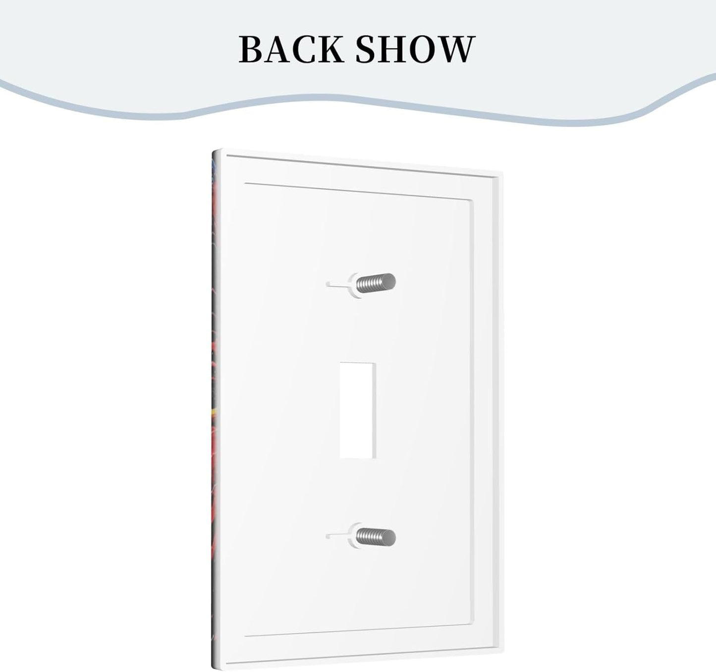 Decorative Light Switch Cover Plate Colorful Doodle Cute Funny Black Red White Cat 1 Gang Wall Plate Oversized Single Toggle Wall Cover Plate Jumbo Switchplate Faceplate