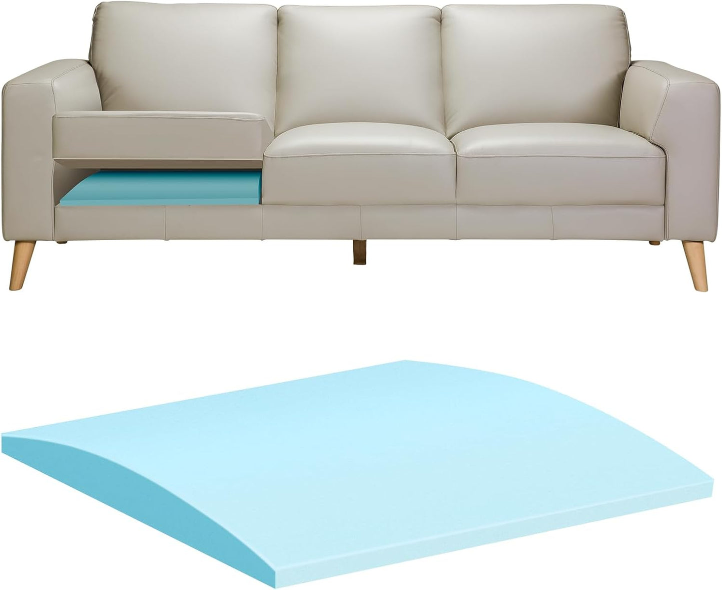 Couch Cushions Support for Sagging Seat 20"X 20"Insert padsSupports Board Sofa Furniture seat Cushion Under Sag Repair, Curved High Density Foam Replacement for Sectional Loveseat Chair Blue Set of 1