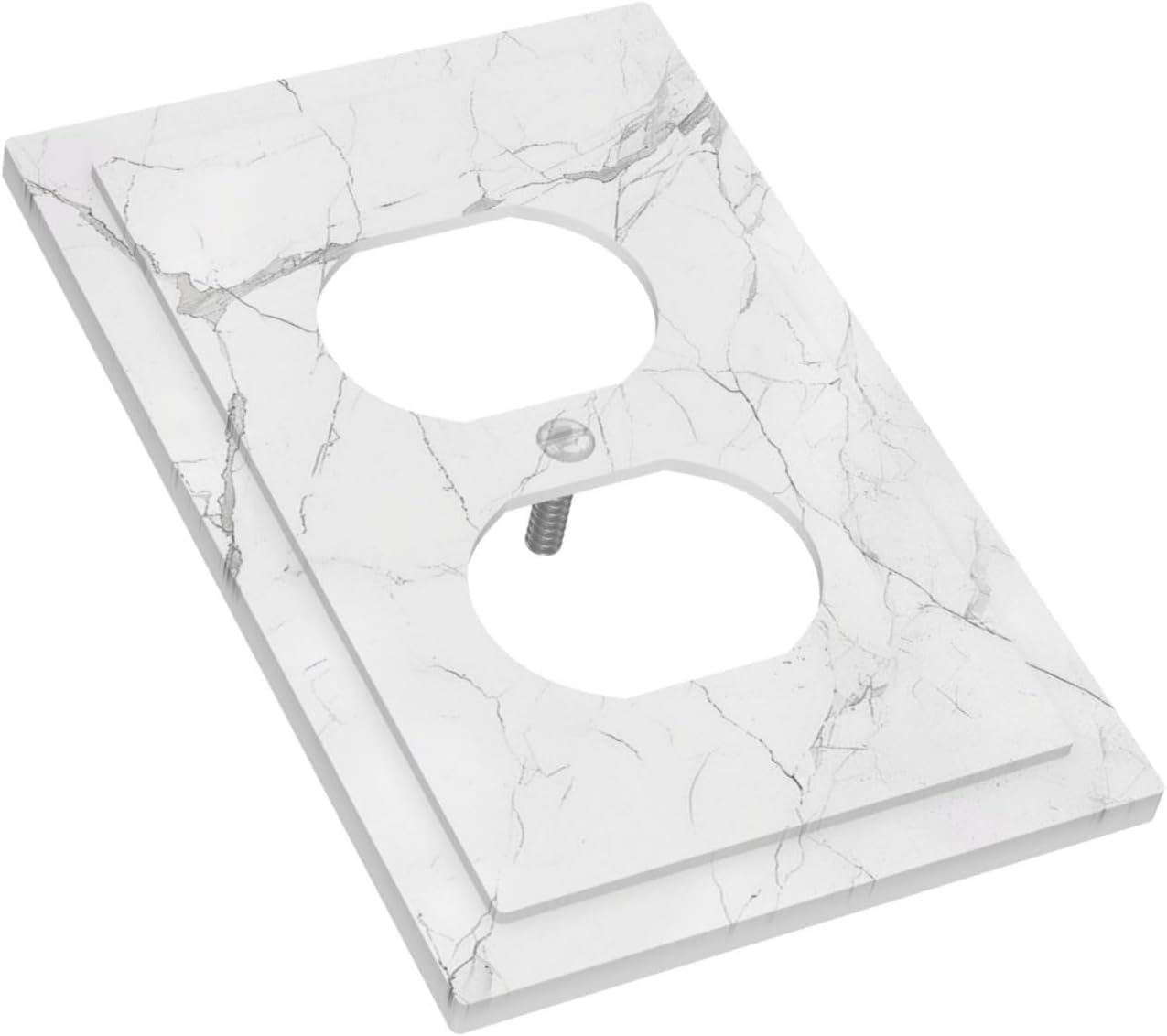 Outlet Covers White Grey Abstract Modern Marble 1 Gang Duplex Light Switch Cover Decorative Switch Plates Electrical Receptacle Faceplate Wall Plate for Bathroom Kitchen Decor