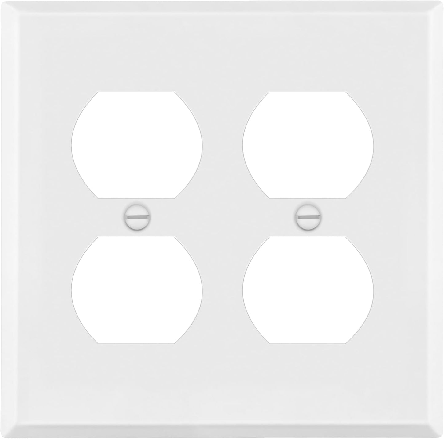 ENERLITES Double Duplex Receptacle Metal Wall Plate, Outlet Cover, Corrosion Resistant, Standard Size 2-Gang 4.50" x 4.57", Powder Coated Stamped Steel, 7722-WM, White Matte