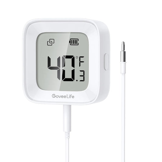 GoveeLife Freezer Thermometer Alarm, Smart Bluetooth Temperature Monitor Sensor for Refrigerator, 197 Ft Connecting Range APP Alert with Anti-False for Freezer (WiFi Gateway Not Included)