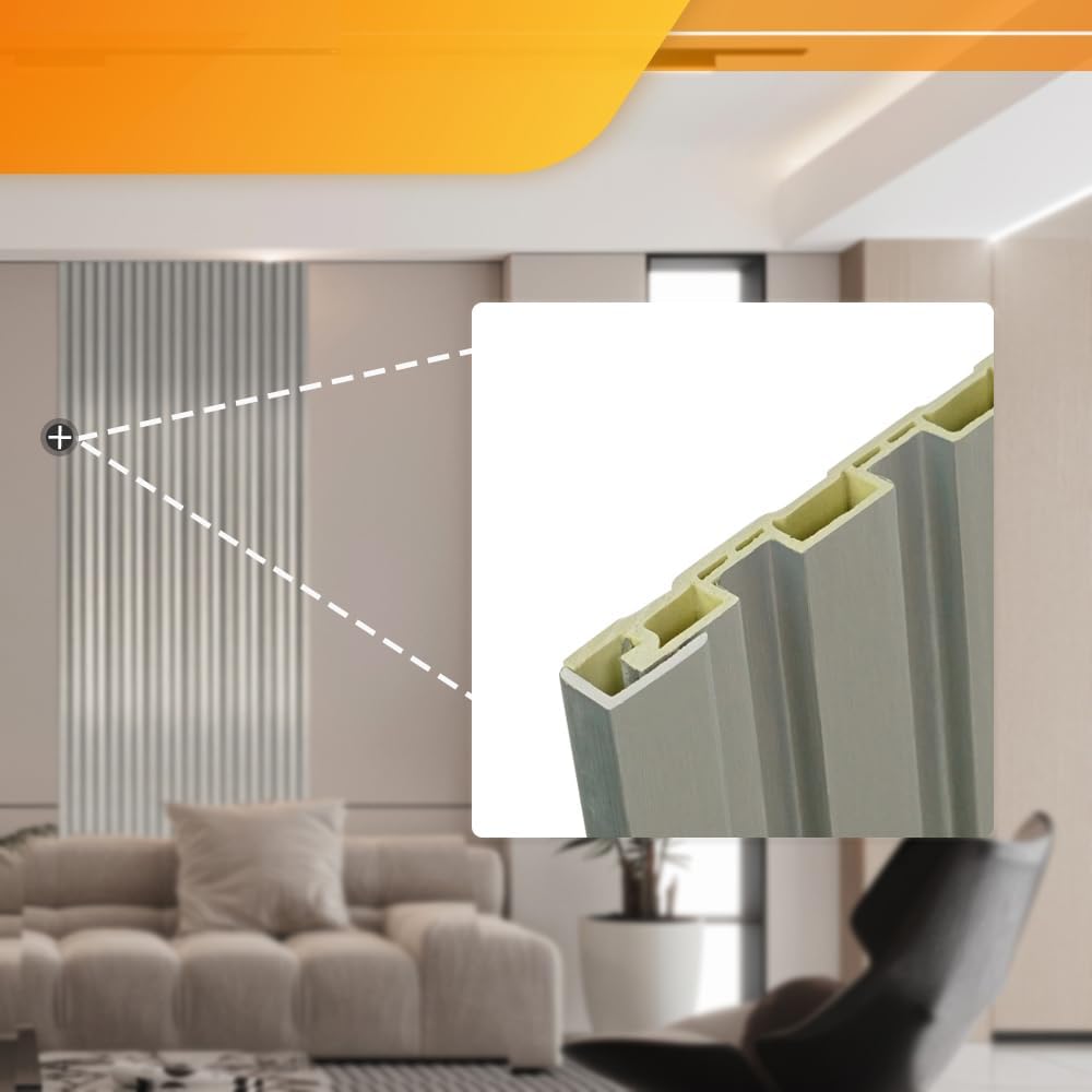 OUZUGIE 8-Pack 57 Inches, WPC Slat Wall Panel Trim,Corner Guard for Low Grille (Metallic Silver)