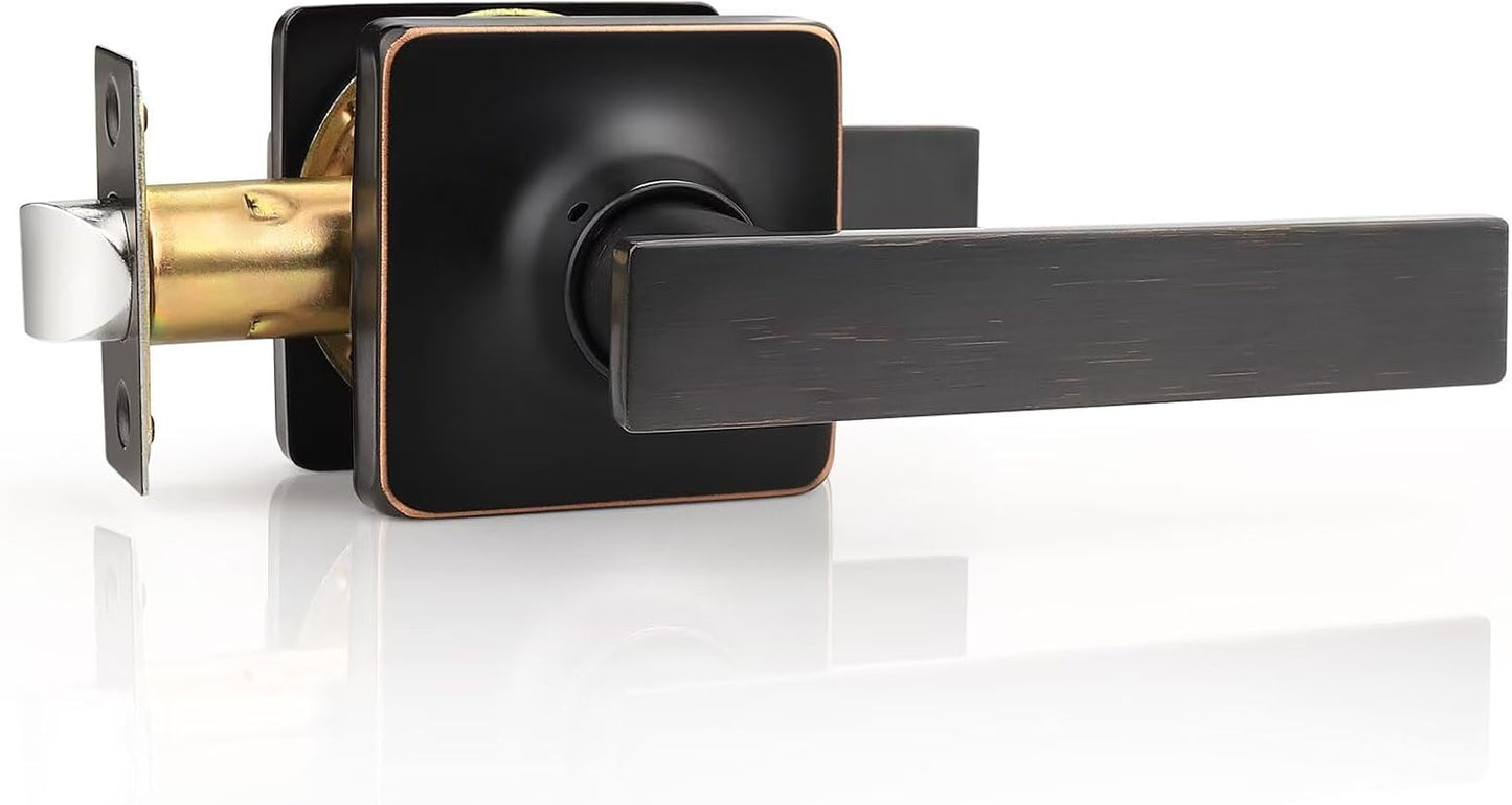 GOBEKOR 1 Pack Oil Rubbed Bronze Door Handles Interior Passage Door Handle for Closets Keyless Interior Closet Door Levers