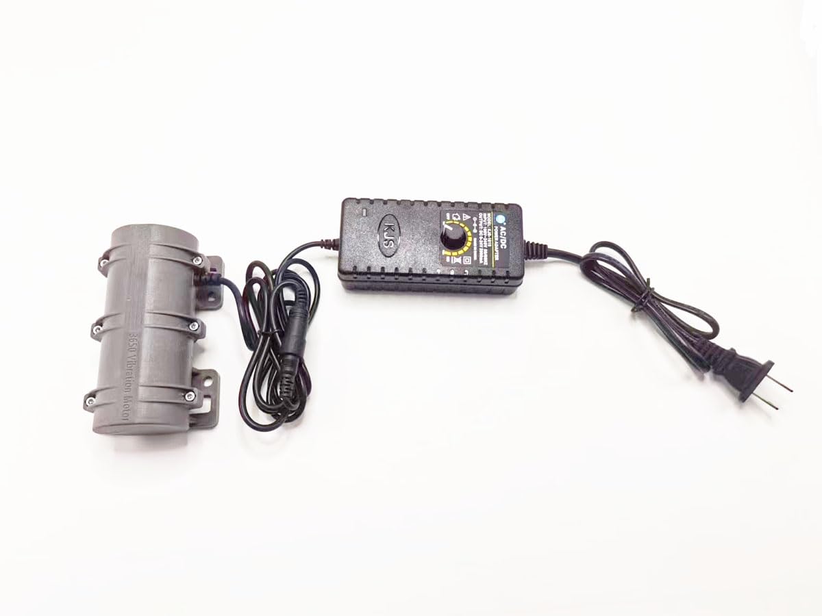 24V Vibration Motor, with 110V Adjustable Speed Power Adapter, 3800RPM, Rotary Speed for Massage Bed Vibration Alert Chair, Shaker Motor
