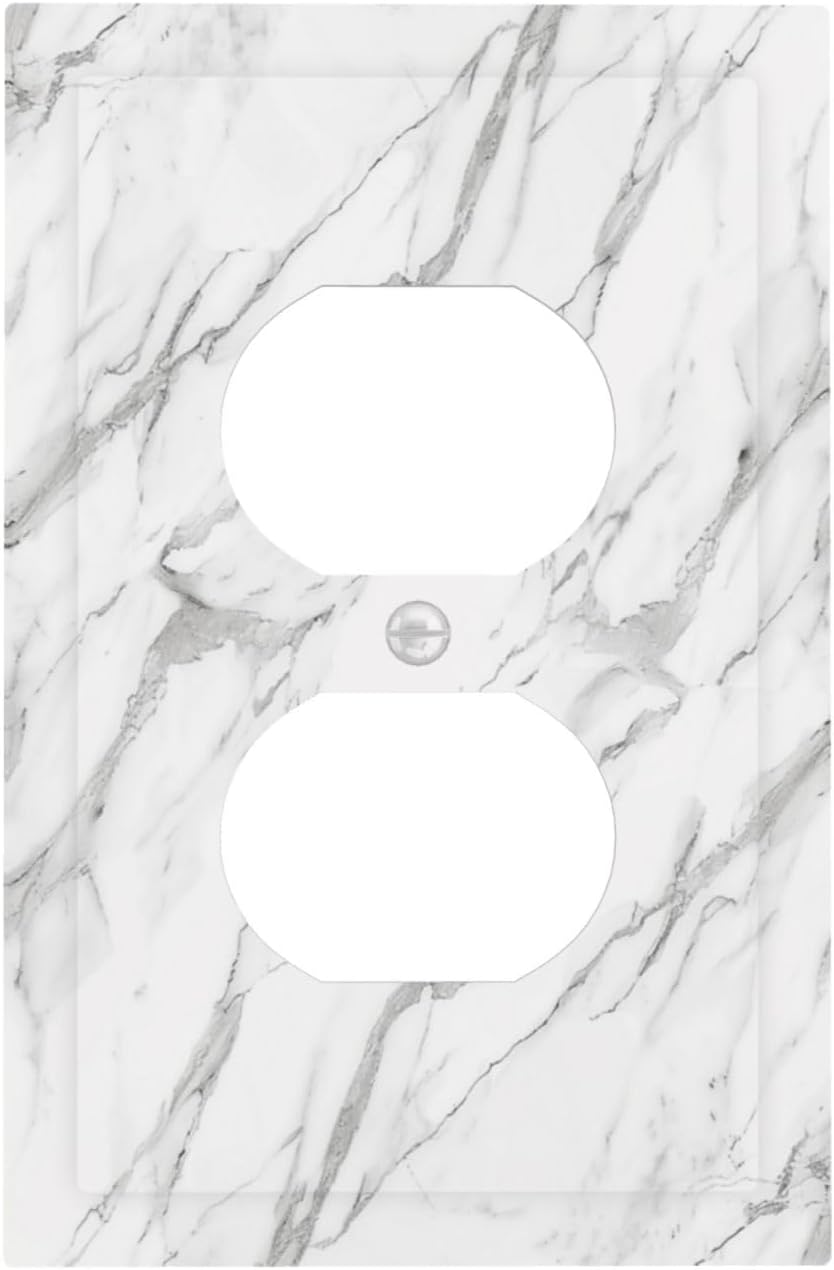 Decorative Outlet Covers Modern Grey Marble Texture 1 Gang Duplex Light Switch Cover Plate Unique Wall Plates for Electrical Outlets Switch Plate Covers for Bedroom Kitchen Home Decor