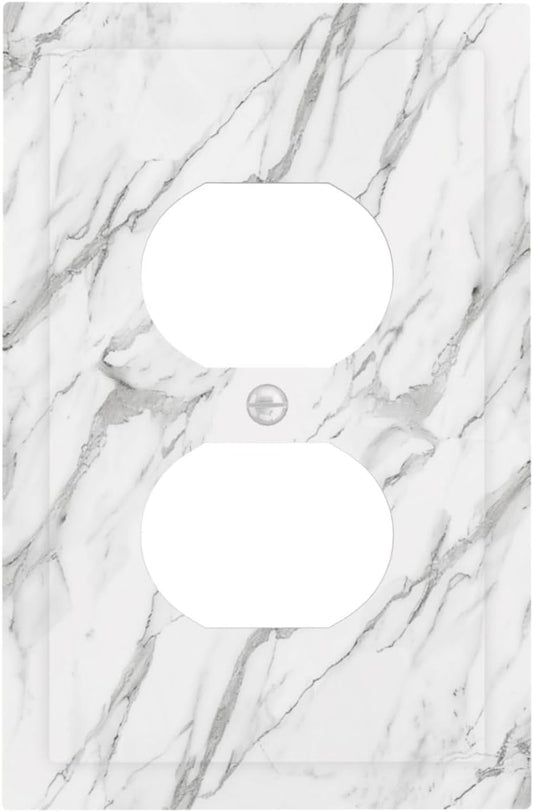 Decorative Outlet Covers Modern Grey Marble Texture 1 Gang Duplex Light Switch Cover Plate Unique Wall Plates for Electrical Outlets Switch Plate Covers for Bedroom Kitchen Home Decor