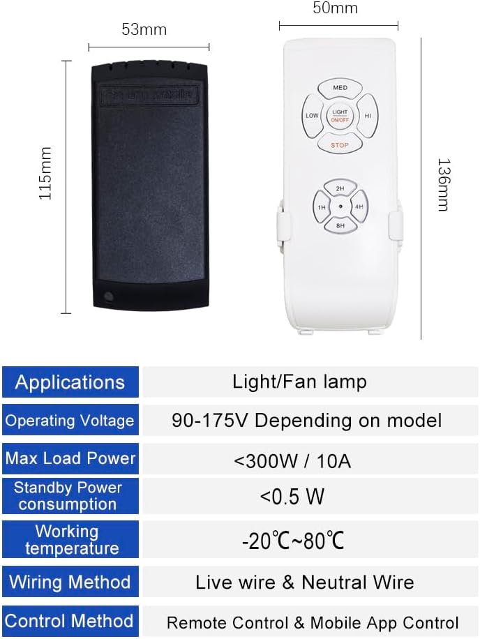 QIACHIP Upgrade Universal WIFI Ceiling Fan light Remote Control Kit, Wireless Fan Speed Lamp Controller with Timing Compatiple for Alexa, Google Home, Phone,Voice Control