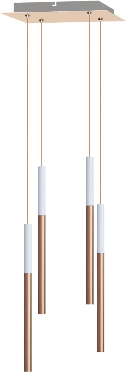 ALTAIR 4 Mini Pendant Lighting White-Copper - LED Hanging Light Fixture for Kitchen Island, Bar, Foyer - Cluster Pendants - Dimmable, Adjustable Wire, Lamp Bulb Included