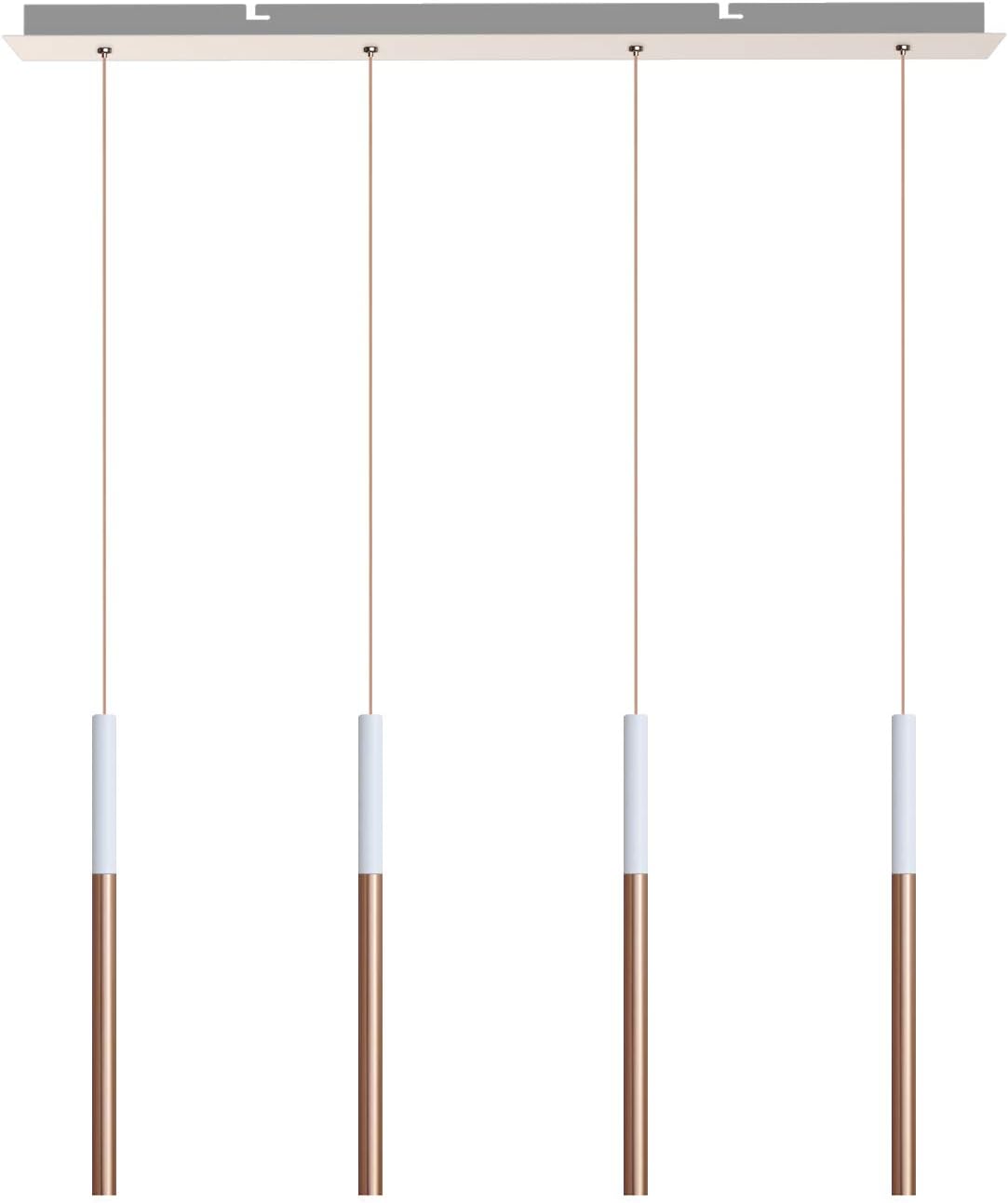 ALTAIR 4 Mini Pendant Lighting White-Copper - LED Hanging Light Fixture for Kitchen Island, Bar, Foyer - Cluster Pendants - Dimmable, Adjustable Wire, Lamp Bulb Included