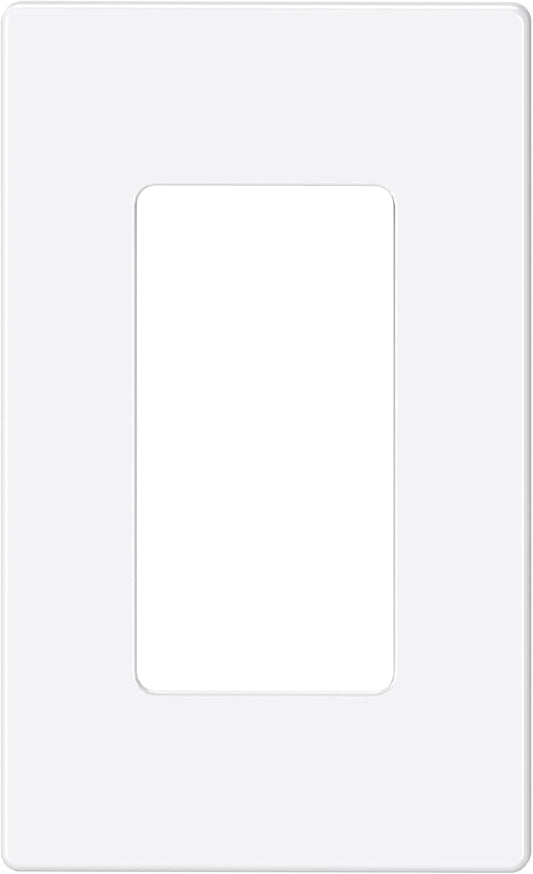 EMITEVER 1-Gang Screwless Decorator Wall Plate Cover for Receptacle Outlet & Light Switch, Standard Size 4.53"H x 2.75"W, Unbreakable Thermoplastic Faceplate, UL Listed, Matte White 1-Pack