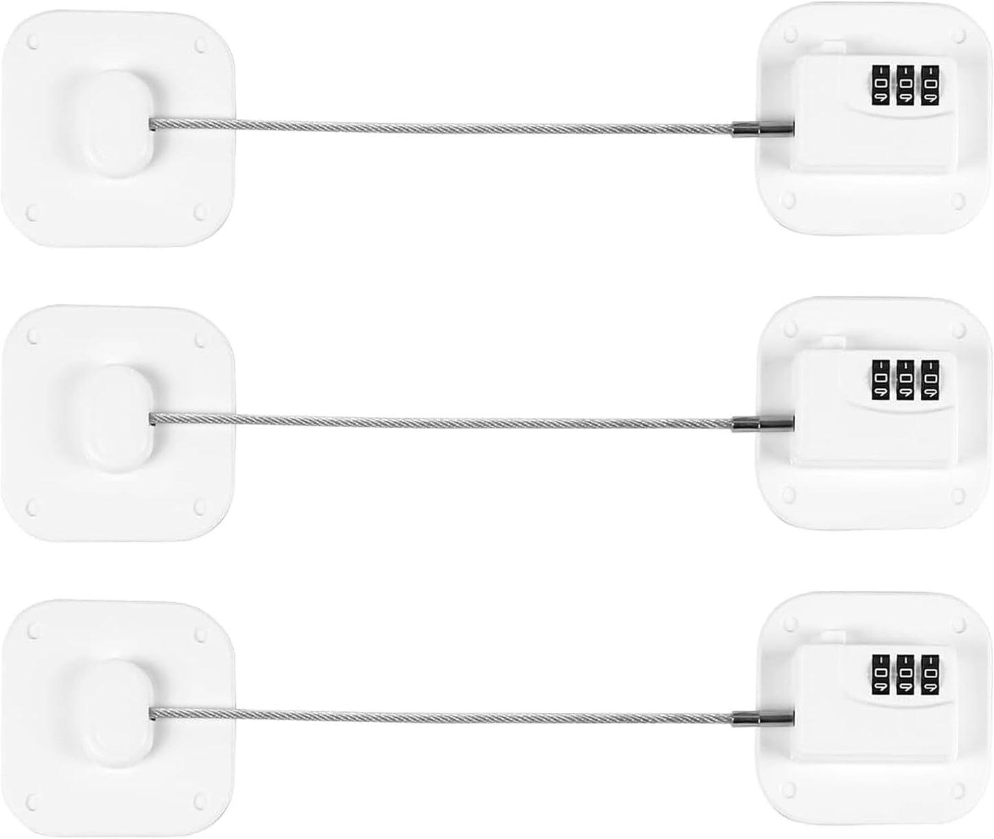 Refrigerator Lock, Combination Lock for Refrigerator Cabinets, Drawers, Heavy Duty Fridge Lock, Easy Install No Keys Needed, (White-3Pack)