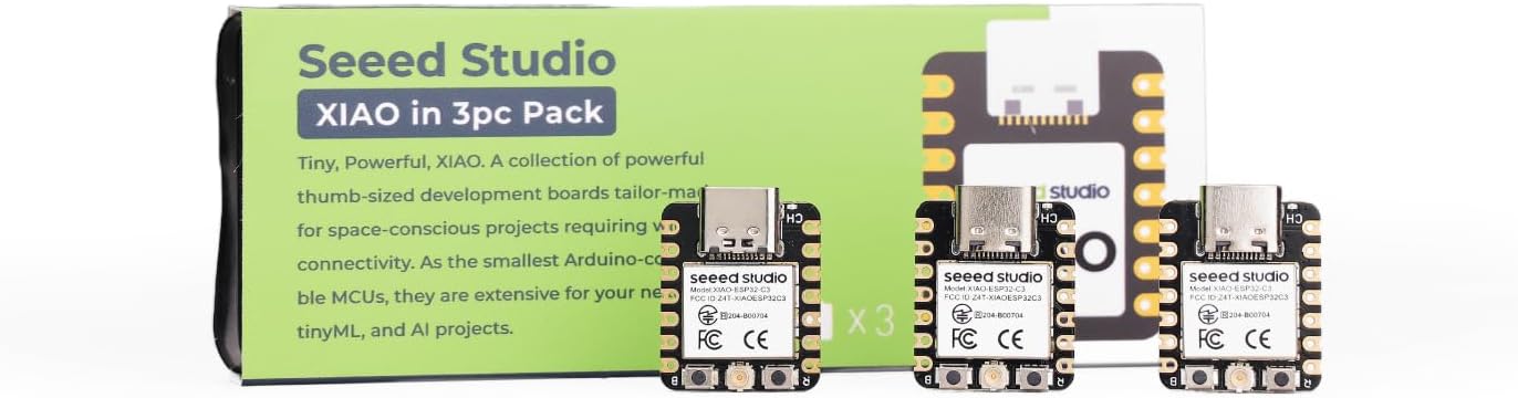 XIAO ESP32C3 3PCS Pack - RISC-V Tiny MCU Board with Wi-Fi and Bluetooth5.0, Battery Charge Supported, Power Efficiency and Rich Interface