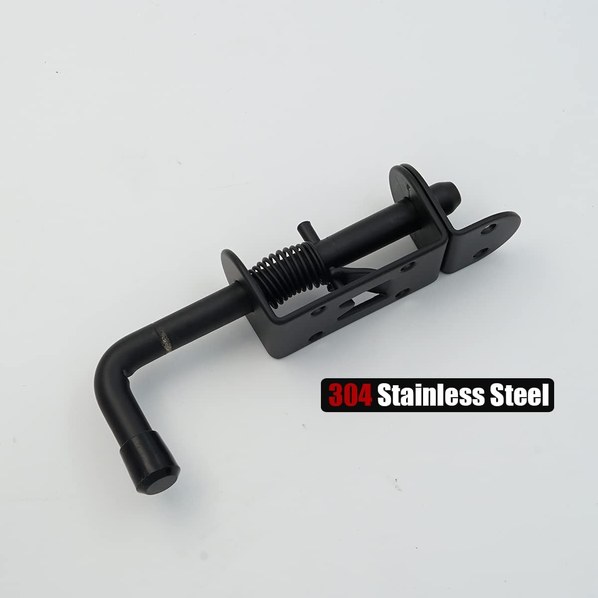 JQK Spring Loaded Latch Pin, 304 Stainless Steel Barrel Bolt Thickened 2mm Door Lock, 5 Inch Black (2 Pack), HSB300-BK-P2