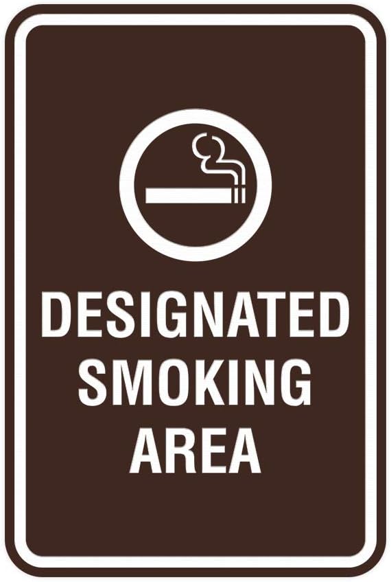 Signs ByLITA Portrait Round Designated Smoking Area Sign with Adhesive Tape, Mounts On Any Surface, Weather Resistant, Indoor/Outdoor Use (Dark Brown) - Small 2 Pack