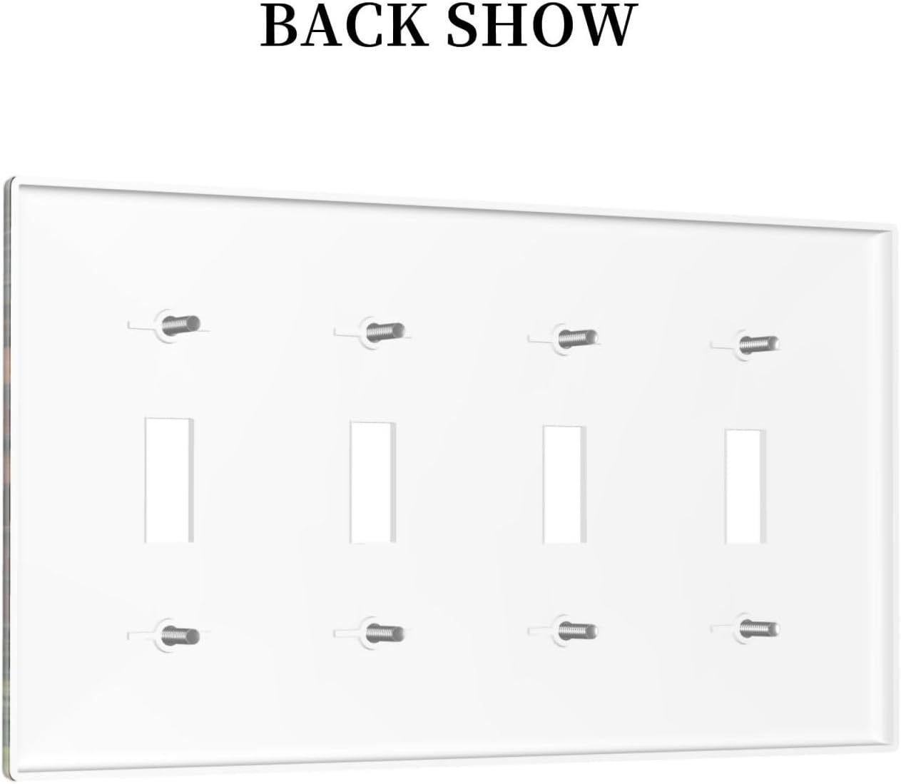 Library With A Lot Of Books Light Switch Covers Quad Toggle 4 Gang Wall Plate Decorative Switchplate Electrical Faceplate for Farmhouse Bathroom Living Decor