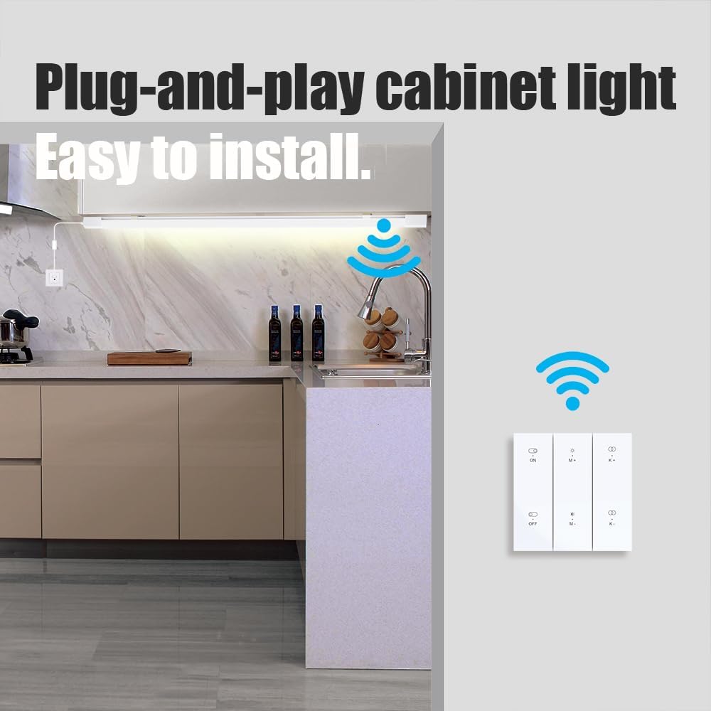 Under Cabinet Lights with Plug. 3000K-6500K Dimming and Color. with Wireless Control Panel and Remote Control.15W 1500LM for Garage, Kitchen, Bathroom, Closet, Office (16 inch-2pcs)